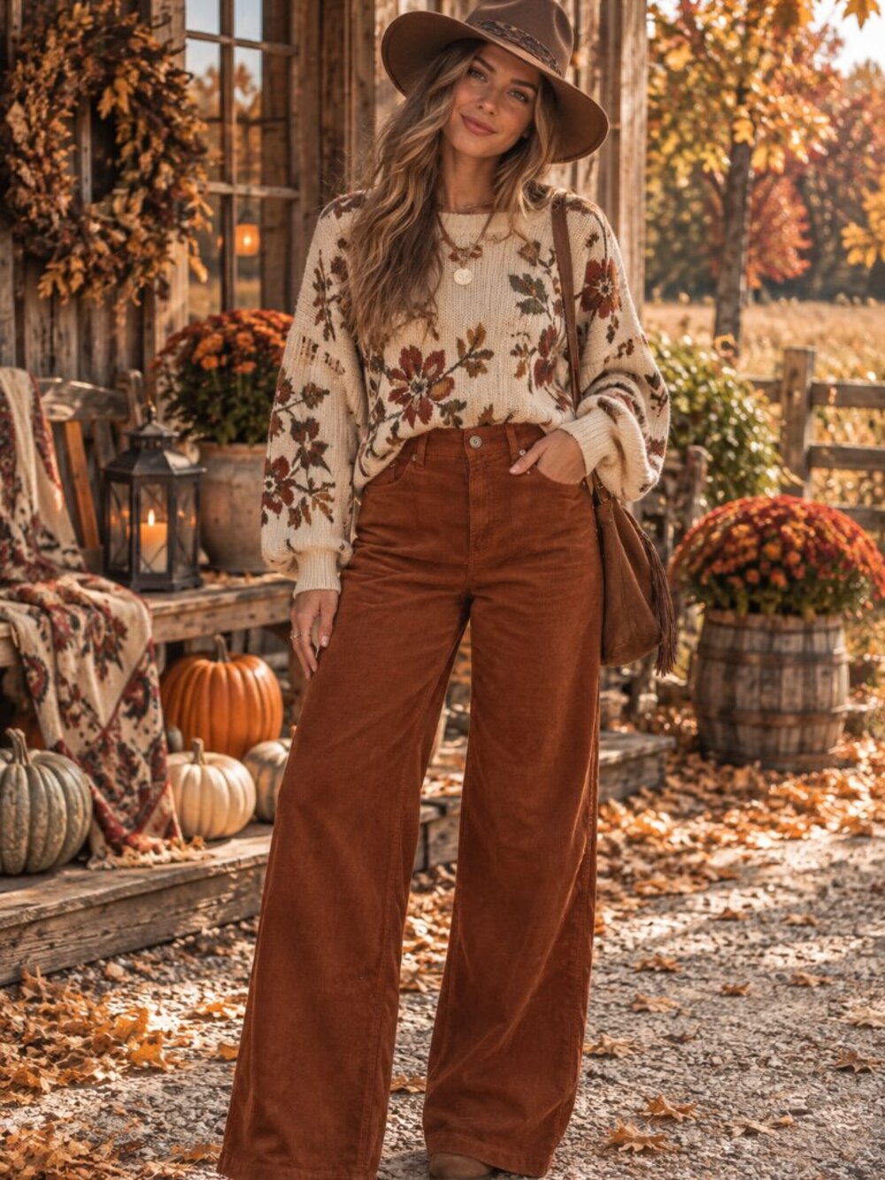 Corduroy Wide-Leg Pants